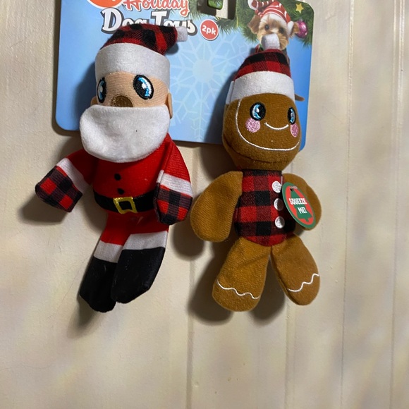 FOFOS Set Of 2 Little Dog Toy Dog  Squeaker 7” Santa & Gingerbread - Picture 5 of 5